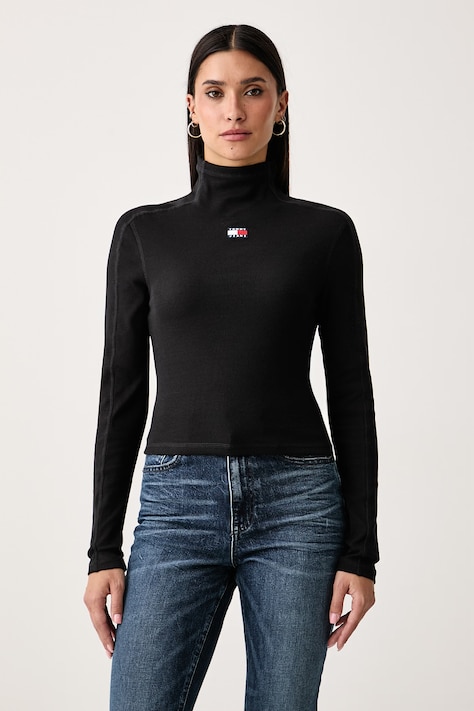 Tommy Jeans Longsleeve damski bawełniany z elastanem czarny DW0DW23251