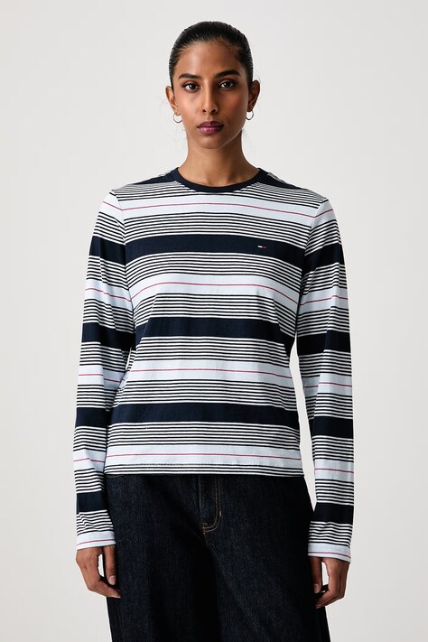 Tommy Jeans Majica dugih rukava ženska pamučna plava DW0DW23562