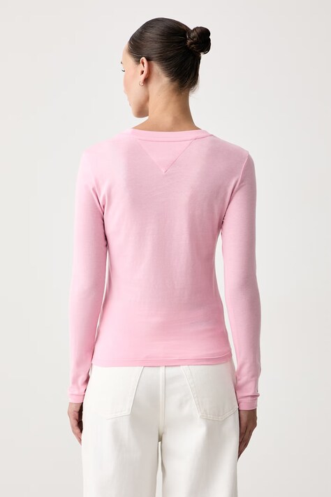 Tommy Jeans Longsleeve damski z bawełną różowy DW0DW23248