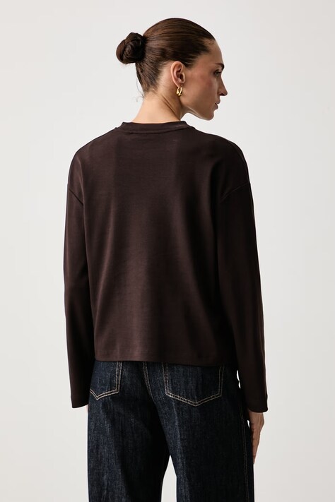 Tommy Hilfiger Longsleeve damski bawełniany brązowy WW0WW51740