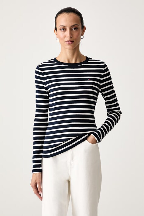 Tommy Hilfiger Longsleeve damski bawełniany granatowy WW0WW53689