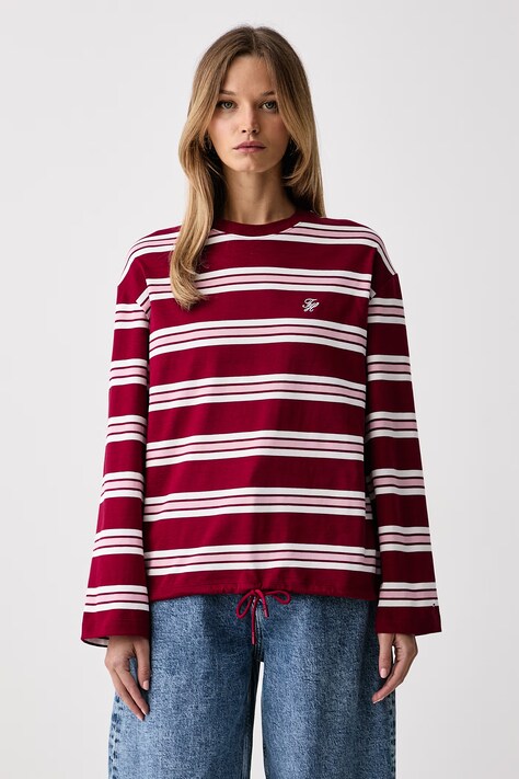 Tommy Hilfiger μακρυμάνικο γυναικείο βαμβακερό μπορντό WW0WW52362