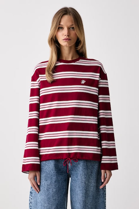 Tommy Hilfiger majica dugih rukava ženska pamučna bordo WW0WW52362