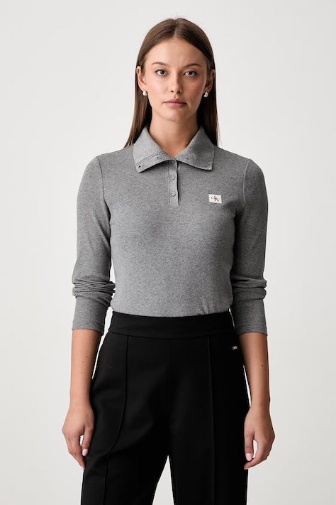 Calvin Klein Jeans longsleeve damski bawełniany z elastanem szary LV047H203G