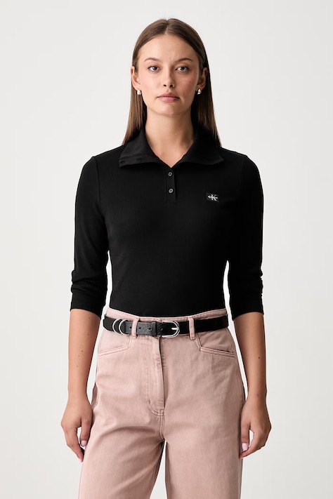 Calvin Klein Jeans longsleeve damski bawełniany z elastanem czarny LV047H203G