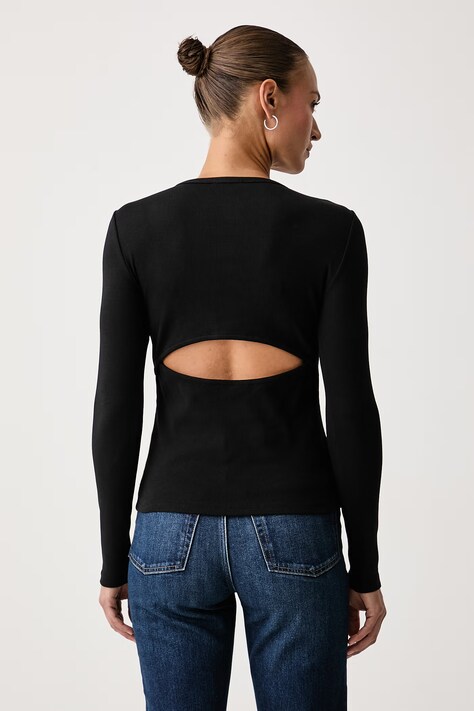 Calvin Klein Jeans Longsleeve damski bawełniany z elastanem czarny LV047H259G