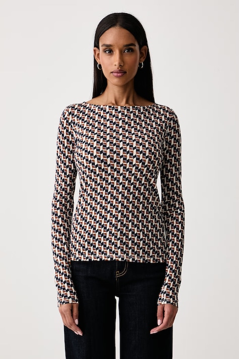 United Colors of Benetton Longsleeve damski z dodatkiem wełny brązowy 3MVKD109Y