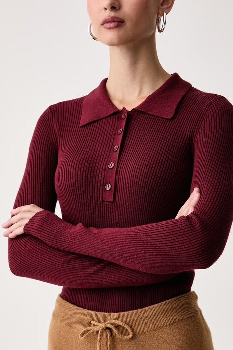 United Colors of Benetton Sweter damski z dodatkiem wełny bordowy 1X84D301T