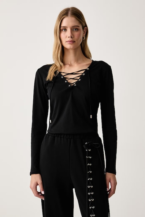 Liu Jo Longsleeve damski bawełniany czarny TF6273 JS923
