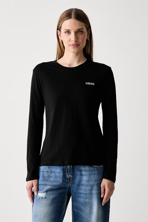 Liu Jo longsleeve damski bawełniany czarny WF6451 J6308