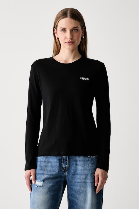 Liu Jo longsleeve damski bawełniany czarny WF6451 J6308