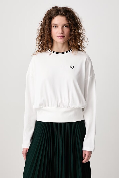 Fred Perry Longsleeve damski bawełniany biały G3133