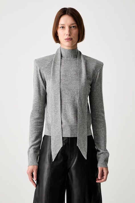Rotate Sweter damski wełniany WOOL BOW szary 1161831093