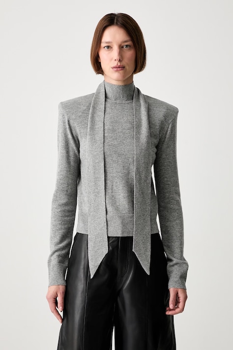 Rotate Sweter damski wełniany WOOL BOW szary 1161831093