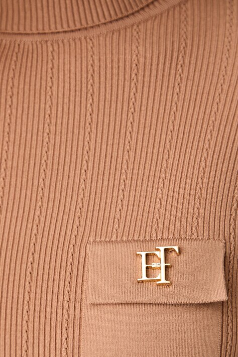 Elisabetta Franchi πουλόβερ lounge γυναικείο με lyocell καφέ MK05B66E2
