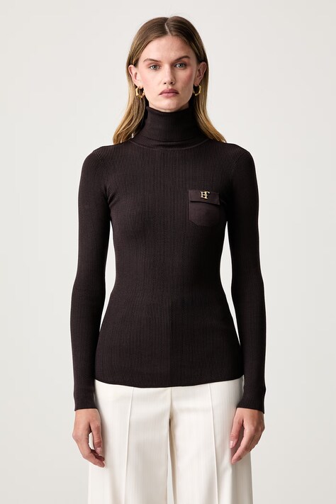Elisabetta Franchi sweter lounge damski z lyocellem brązowy MK05B66E2