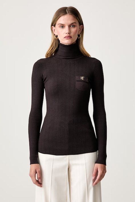 Elisabetta Franchi sweter lounge damski z lyocellem brązowy MK05B66E2