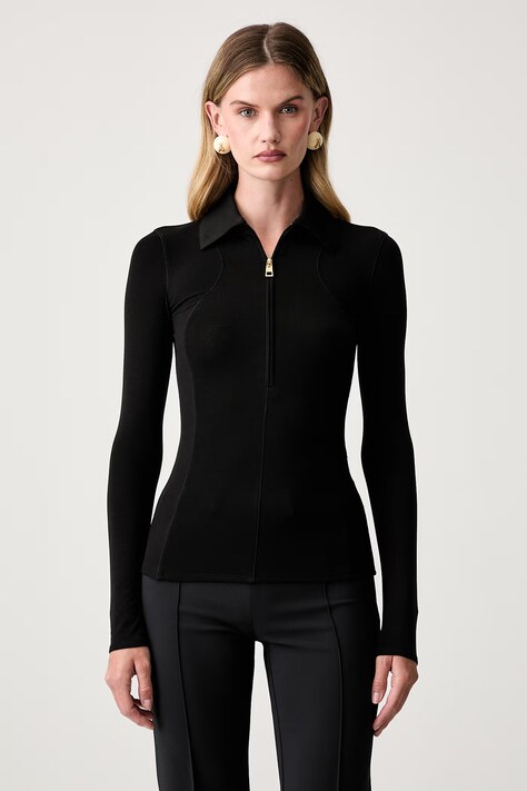 Elisabetta Franchi longsleeve damski z lyocellem czarny MD11B66E2