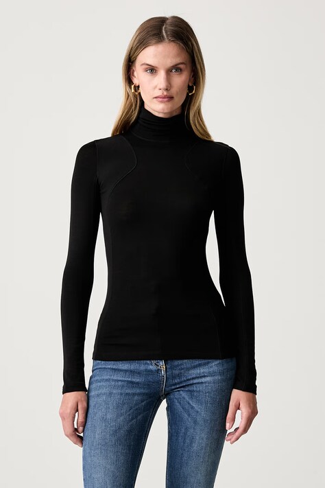 Elisabetta Franchi longsleeve damski z lyocellem czarny MD03B66E2