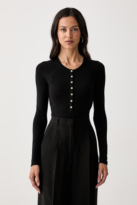 Elisabetta Franchi body damskie z dodatkiem wełny czarne BO01B66E2