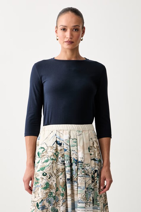 Weekend Max Mara longsleeve damski bawełniany z elastanem WKDMULTIA granatowy 2625946021600