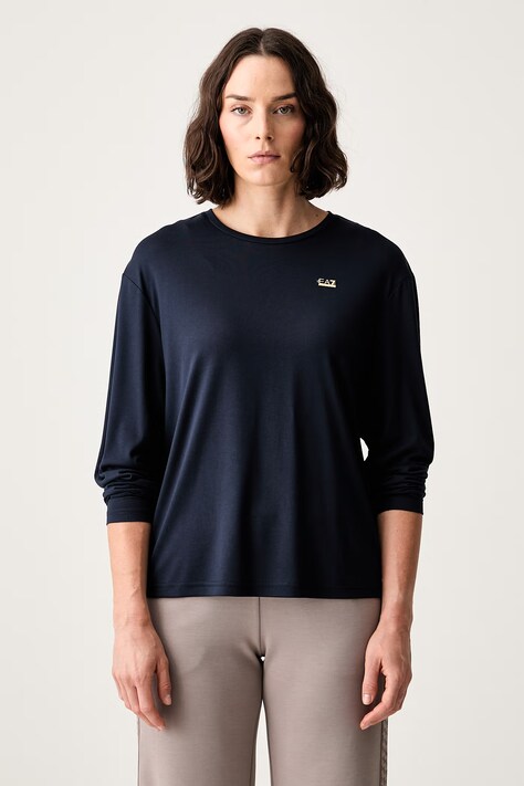 EA7 Emporio Armani longsleeve damski z wiskozą granatowy AF13919.7W001652