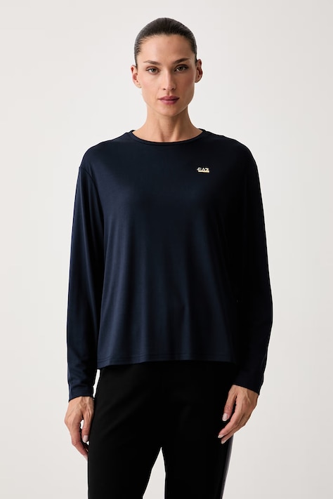 EA7 Emporio Armani longsleeve pentru femei cu vâscoză bleumarin AF13919.7W001652