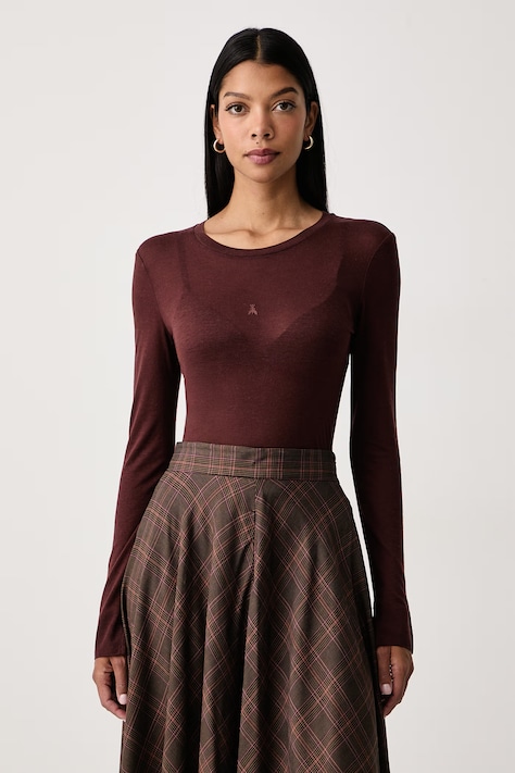 Patrizia Pepe Longsleeve damski z wiskozą brązowy 8M0131 J0061