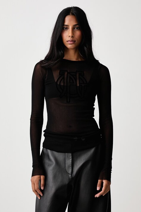 Jean Paul GAULTIER Longsleeve damski JPG Logo czarny 26/04-W-TO541-M000