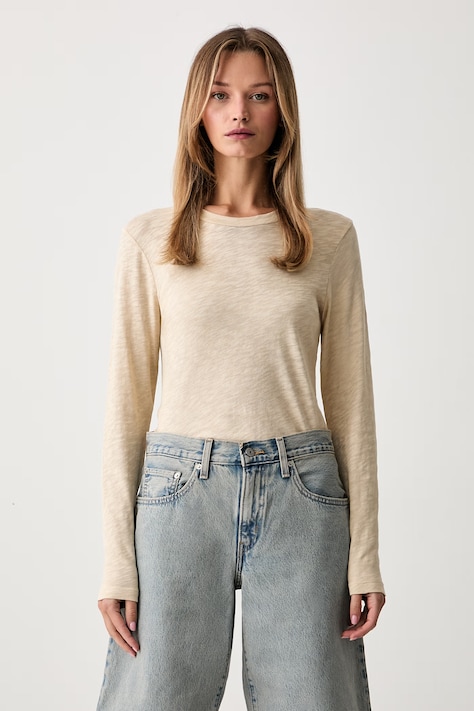 Marc O'Polo longsleeve sportowy damski bawełniany beżowy 5000014799