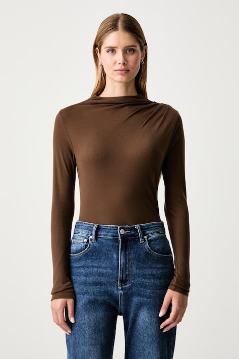 Marc O'Polo longsleeve damski z lyocellu brązowy 5000012523