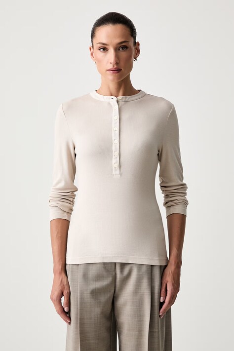 Marc O'Polo longsleeve damski z lyocellem beżowy 5000012501
