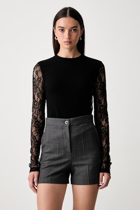 Pinko longsleeve damski z dodatkiem wełny czarny 107524 A3K6