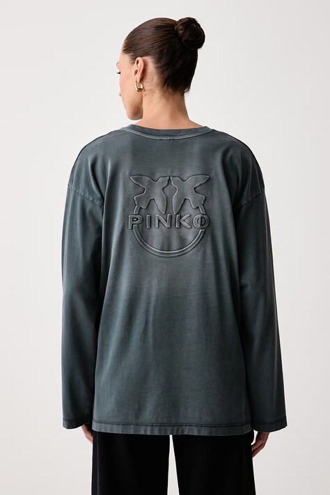 Pinko Longsleeve damski bawełniany szary 107480 A3KF