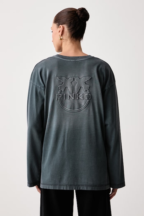 Pinko Longsleeve damski bawełniany szary 107480 A3KF