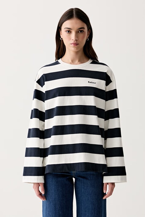 Barbour longsleeve damski bawełniany Cartmel biały LML0933