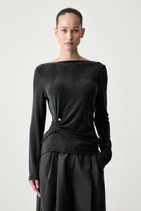 Stine Goya Longsleeve damski z cupro szary SG-AW26-T252-2554