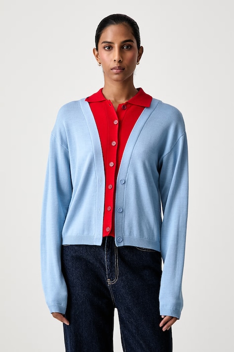 Stine Goya Kardigan damski wełniany niebieski SG-AW26-K101-2556