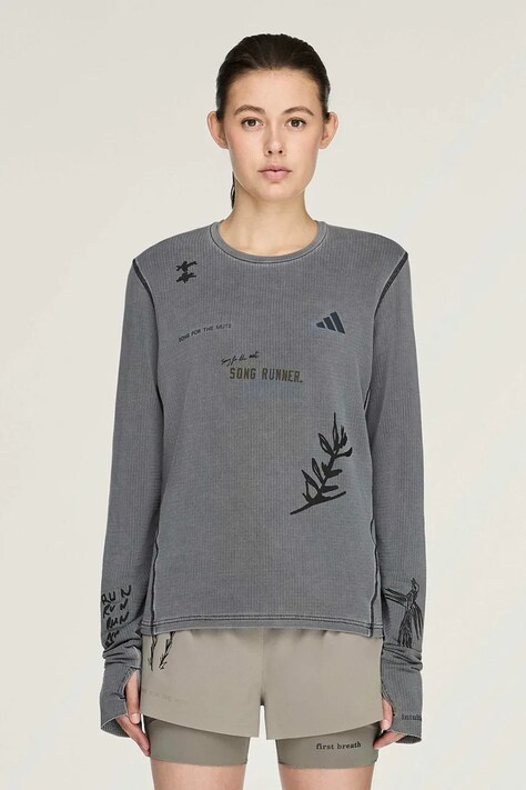 adidas Originals Longsleeve damski z lyocellem Adidas Running x Song For The Mute szary KY3103