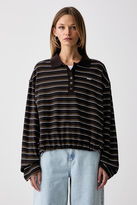 Gestuz Longsleeve damski z bawełną GZpilova brązowy 10911483