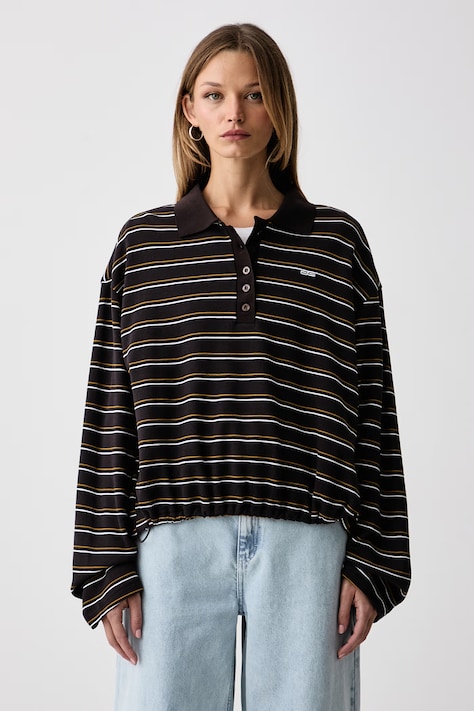 Gestuz Longsleeve damski z bawełną GZpilova brązowy 10911483