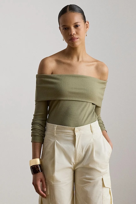Lauren Ralph Lauren longsleeve damski z wiskozą zielony 200P13911