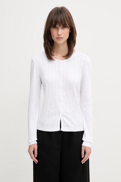 GANNI longsleeve damski bawełniany biały A1040448