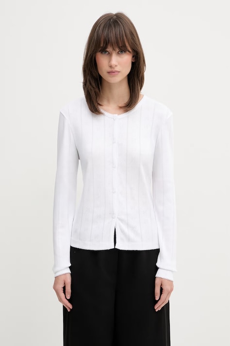 GANNI longsleeve damski bawełniany biały A1040448