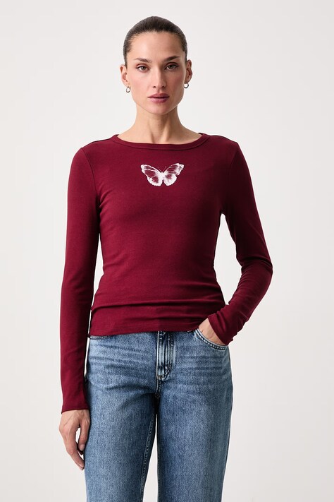 Levi's Majica z dolgimi rokavi ženska z bombažem GR HAYES LS rdeča 008CQ