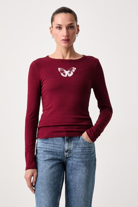 Levi's Majica z dolgimi rokavi ženska z bombažem GR HAYES LS rdeča 008CQ
