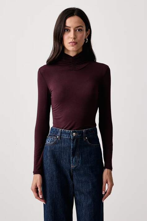 Twinset Majica dugih rukava za žene s viskozom bordo 262TF2064