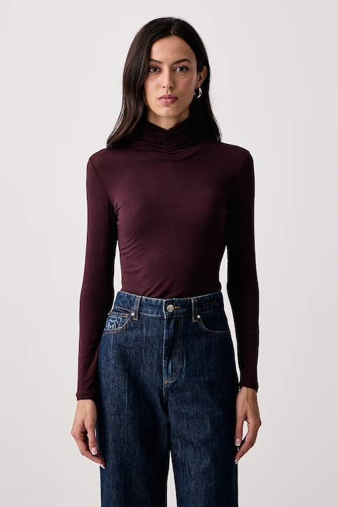 Twinset Majica dugih rukava za žene s viskozom bordo 262TF2064