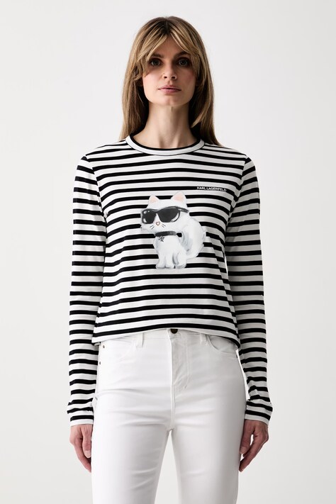 Karl Lagerfeld longsleeve damski bawełniany IKON czarny B3W17043