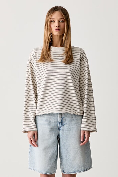 rag & bone longsleeve damski bawełniany Kelly beżowy RE7226HT3KW